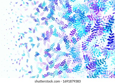 Hellrosa, blaue Vektorillustration abstrakter Hintergrund mit Blättern. Neue farbige Illustration in unscharfem Stil mit Blättern. Neues Design für Ihr Unternehmen.