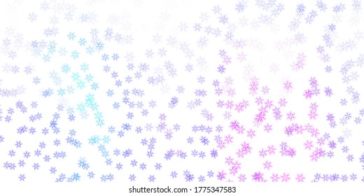 Light pink, blue vector abstract layout with leaves. Sketchy doodles with leaves on blurred background. Colorful pattern for spring parties.