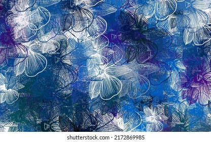 Light Pink, Blue vector abstract background with flowers. Colorful illustration in doodle style with flowers. Doodle design for your web site.