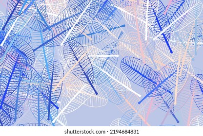 Light Pink, Blue vector abstract design with leaves. Blurred decorative design in Indian style with leaves. Elegant pattern for your brand book.