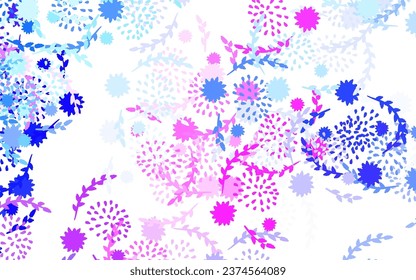 Light Pink, Blue vector abstract background with flowers, roses. Doodle illustration of flowers in Origami style. Pattern for heads of websites, designs.