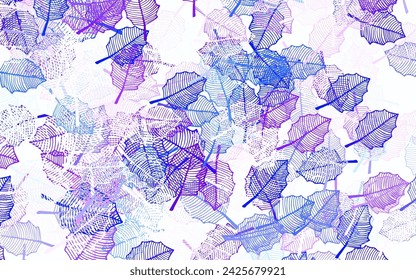 Light Pink, Blue vector abstract pattern with leaves. Abstract illustration with leaves, flowers in doodles style. New template for your brand book.
