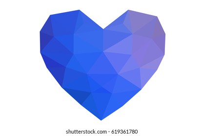 Light Pink, Blue vector abstract glitter heart shape on white background in love concept for valentine's day with sweet and romantic moment. Polygonal design for your business.