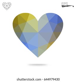 Light Pink, Blue vector abstract Triangle Geometrical Heart on white polygonal background. Happy Valentine's Day Greeting Card. Stock template for your design.