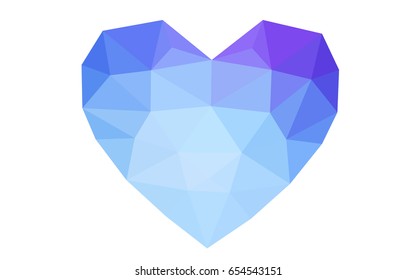 Light Pink, Blue vector abstract glitter heart shape on white background in love concept for valentine's day with sweet and romantic moment. Polygonal design for your business.