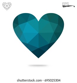 Light Pink, Blue vector abstract Triangle Geometrical Heart on white polygonal background. Happy Valentine's Day Greeting Card. Stock template for your design.