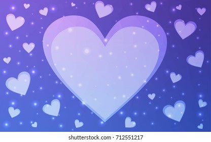Light Pink, Blue vector abstract Triangle Geometrical Heart on white polygonal background. Happy Valentine's Day Greeting Card. Stock template for your design.