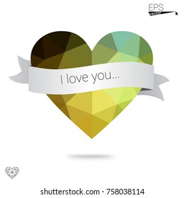 Light Pink, Blue vector abstract glitter heart shape on white background in love concept for valentine's day with sweet and romantic moment. Polygonal design for your business.