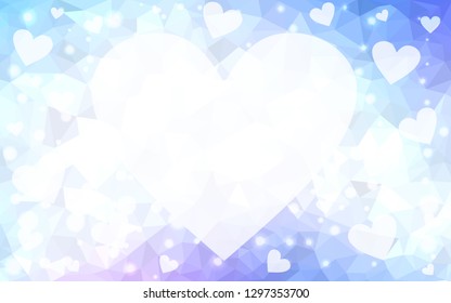 Light Pink, Blue vector  backdrop with sweet hearts. Hearts on blurred abstract background with colorful gradient. Pattern for carnival, festival romantic leaflets.