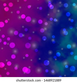 Light Pink, Blue vector backdrop with circles, stars. Abstract illustration with colorful spots, stars. Pattern for business ads.