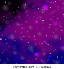 Light Pink, Blue vector backdrop with circles, stars. Glitter abstract illustration with colorful drops, stars. Texture for window blinds, curtains.