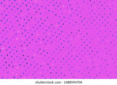 Light Pink, Blue vector backdrop with english symbols. Modern geometrical illustration with ABC english symbols. Pattern for ads, poster, banner of books.