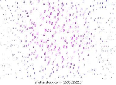 Light Pink, Blue vector backdrop with music notes. Shining illustration of colorful gradient music notes. Pattern for festival leaflets.