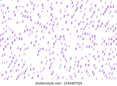 Light Pink, Blue vector backdrop with music notes. Shining illustration of colorful gradient music notes. Pattern for festival leaflets.