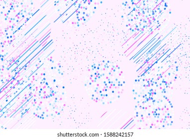 Light Pink, Blue vector backdrop with dots. Modern abstract illustration with colorful water drops. Pattern for futuristic ad, booklets.