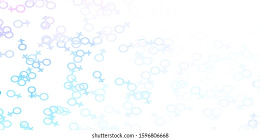 Light Pink, Blue vector backdrop with woman's power symbols. Simple design in abstract style with women’s rights activism. New design for your web apps.