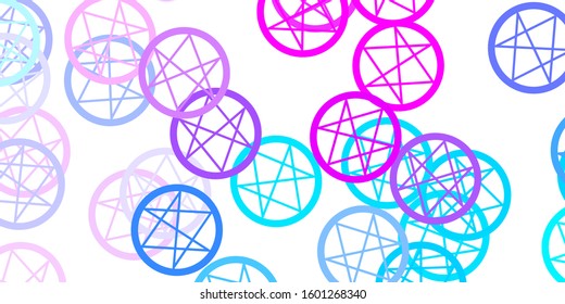 Light Pink, Blue vector backdrop with mystery symbols. Abstract illustration with gothic gradient shapes. Best design halloween events.