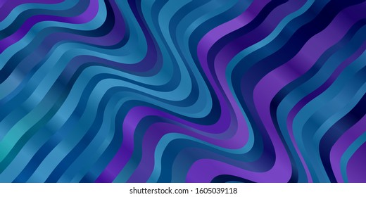 Light Pink, Blue vector backdrop with circular arc. Bright sample with colorful bent lines, shapes. Pattern for ads, commercials.