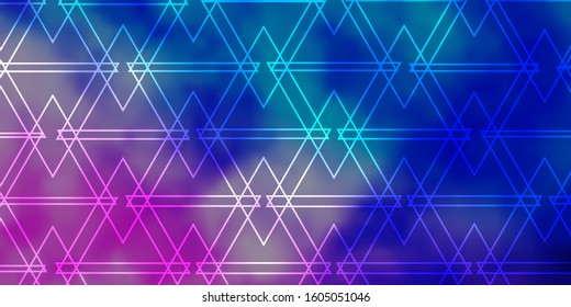 Light Pink, Blue vector backdrop with lines, triangles. Modern abstract illustration with colorful triangles. Template for landing pages.