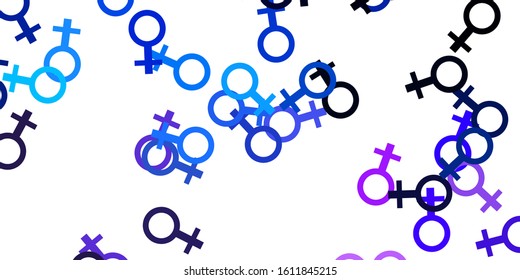 Light Pink, Blue vector backdrop with woman's power symbols. Simple design in abstract style with women’s rights activism. Design for International Women’s Day.