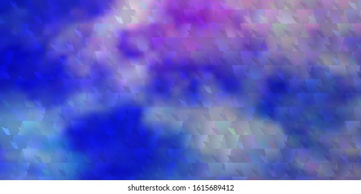 Light Pink, Blue vector backdrop with lines, triangles. Decorative design in abstract style with triangles. Pattern for commercials.