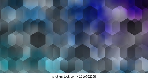 Light Pink, Blue vector backdrop with hexagons. Glitter abstract illustration in hexagonal style. Design for your business advert.