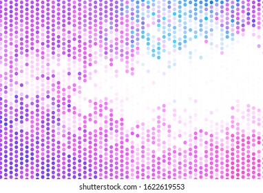 Light Pink, Blue vector backdrop with dots. Blurred bubbles on abstract background with colorful gradient. Pattern for futuristic ad, booklets.