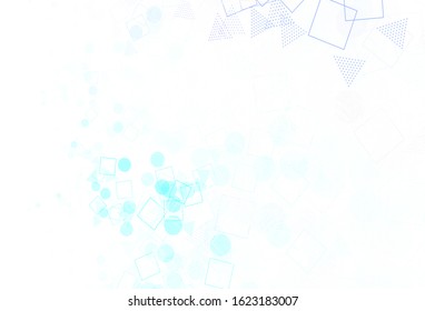Light Pink, Blue vector backdrop with lines, circles, rhombus. Illustration with colorful circles, triangles, rectangles. Template for wallpapers.