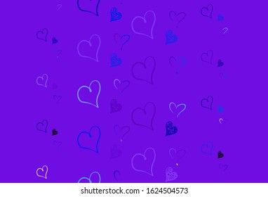Light Pink, Blue vector backdrop with sweet hearts. Beautiful abstract hearts on colorful gradient background. Pattern for marriage gifts, congratulations.
