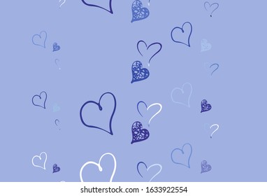 Light Pink, Blue vector backdrop with sweet hearts. Smart illustration with gradient hearts in valentine style. Design for a business advert of anniversary.