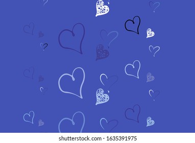 Light Pink, Blue vector backdrop with sweet hearts. Smart illustration with gradient hearts in valentine style. Design for a business advert of anniversary.