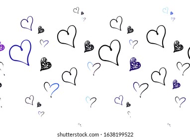 Light Pink, Blue vector backdrop with sweet hearts. Decorative design with hearts in simple style . Template for Valentine's greeting postcards.