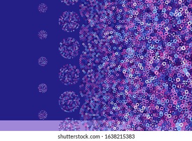 Light Pink, Blue vector backdrop with dots. Modern abstract illustration with colorful water drops. Pattern for textures of wallpapers.