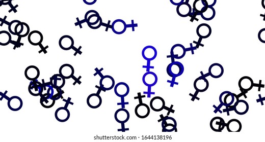 Light Pink, Blue vector backdrop with woman's power symbols. Simple design in abstract style with women’s rights activism. Best design to show the power of women.