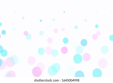 Light Pink, Blue vector backdrop with dots. Beautiful colored illustration with blurred circles in nature style. Pattern for futuristic ad, booklets.