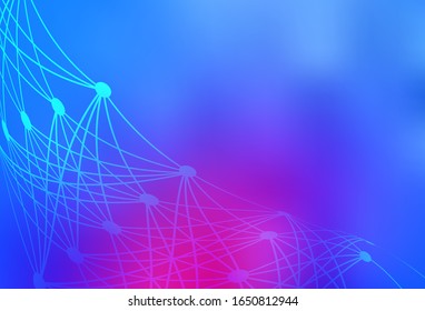 Light Pink, Blue vector backdrop with artificial intelligence data. Shining illustration with AI shapes on abstract template. Pattern for  poster, banner of technology.