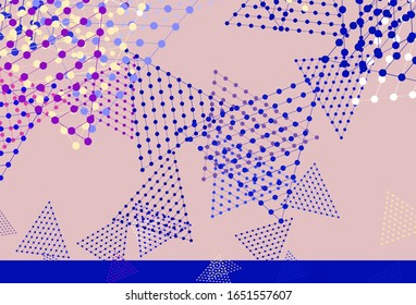 Fondo vector azul, rosa claro, con líneas, círculos. Decoración de estilo abstracto con líneas, puntos. Patrón para sitios web.