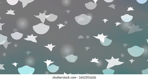 Light Pink, Blue vector backdrop with circles, stars. Abstract illustration with colorful spots, stars. Pattern for trendy fabric, wallpapers.
