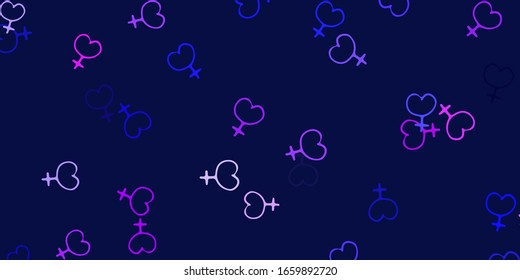 Light Pink, Blue vector backdrop with woman's power symbols. Simple design in abstract style with women’s rights activism. Design for International Women’s Day.