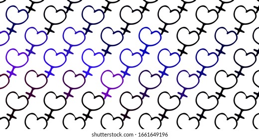 Light Pink, Blue vector backdrop with woman's power symbols. Colorful illustration with gradient feminism shapes. Best design to show the power of women.