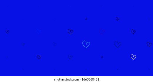 Light Pink, Blue vector backdrop with sweet hearts. Hearts on blurred abstract background with colorful gradient. Template for Valentine's greeting postcards.