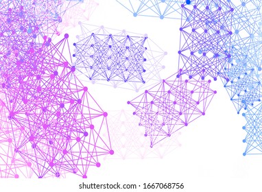 Light Pink, Blue vector backdrop with artificial intelligence data. Colorful design in simple style with AI links. Pattern for  poster, banner of technology.