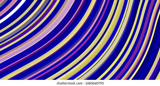 Fondo vectorial azul rosa claro con líneas dobladas. Ilustración colorida en estilo abstracto con líneas dobladas. Plan para folletos y folletos.