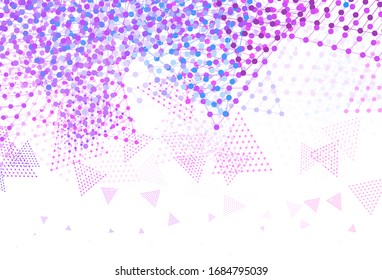 Light Pink, Blue vector backdrop with lines, circles. Abstract gradient illustration with circles, triangles. Modern template for landing page.