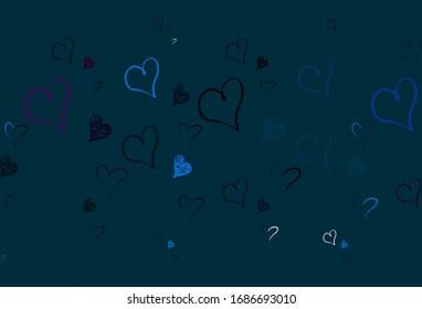 Light Pink, Blue vector backdrop with sweet hearts. Shining illustration with hearts on abstract template. Template for Valentine's greeting postcards.