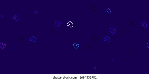 Light Pink, Blue vector backdrop with sweet hearts. Beautiful colored illustration with hearts in celebration style. Pattern for valentine's ad, booklets.