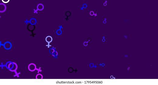 Light Pink, Blue vector backdrop with woman's power symbols. Simple design in abstract style with women’s rights activism. Simple design for your web site.