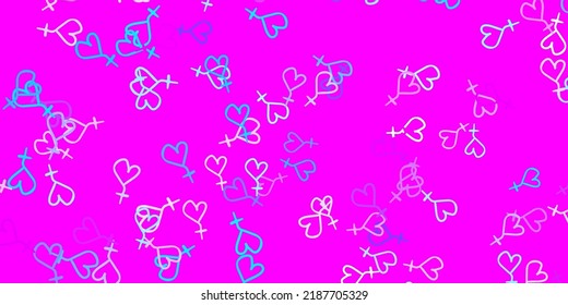 Light Pink, Blue vector backdrop with woman's power symbols. Colorful illustration with gradient feminism shapes. Elegant design for wallpapers.