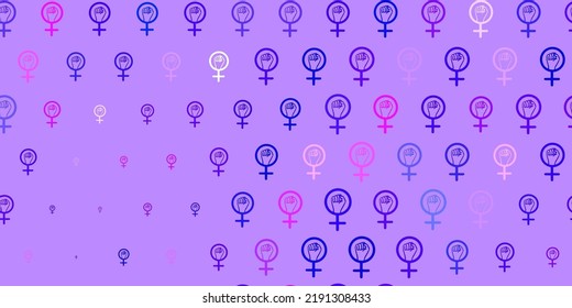 Light Pink, Blue vector backdrop with women power symbols. Simple design in abstract style with women rights activism. Elegant design for wallpapers.