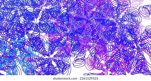 Light pink, blue vector backdrop with curves. Abstract illustration with gradient bows. Best design for your ad, poster, banner.